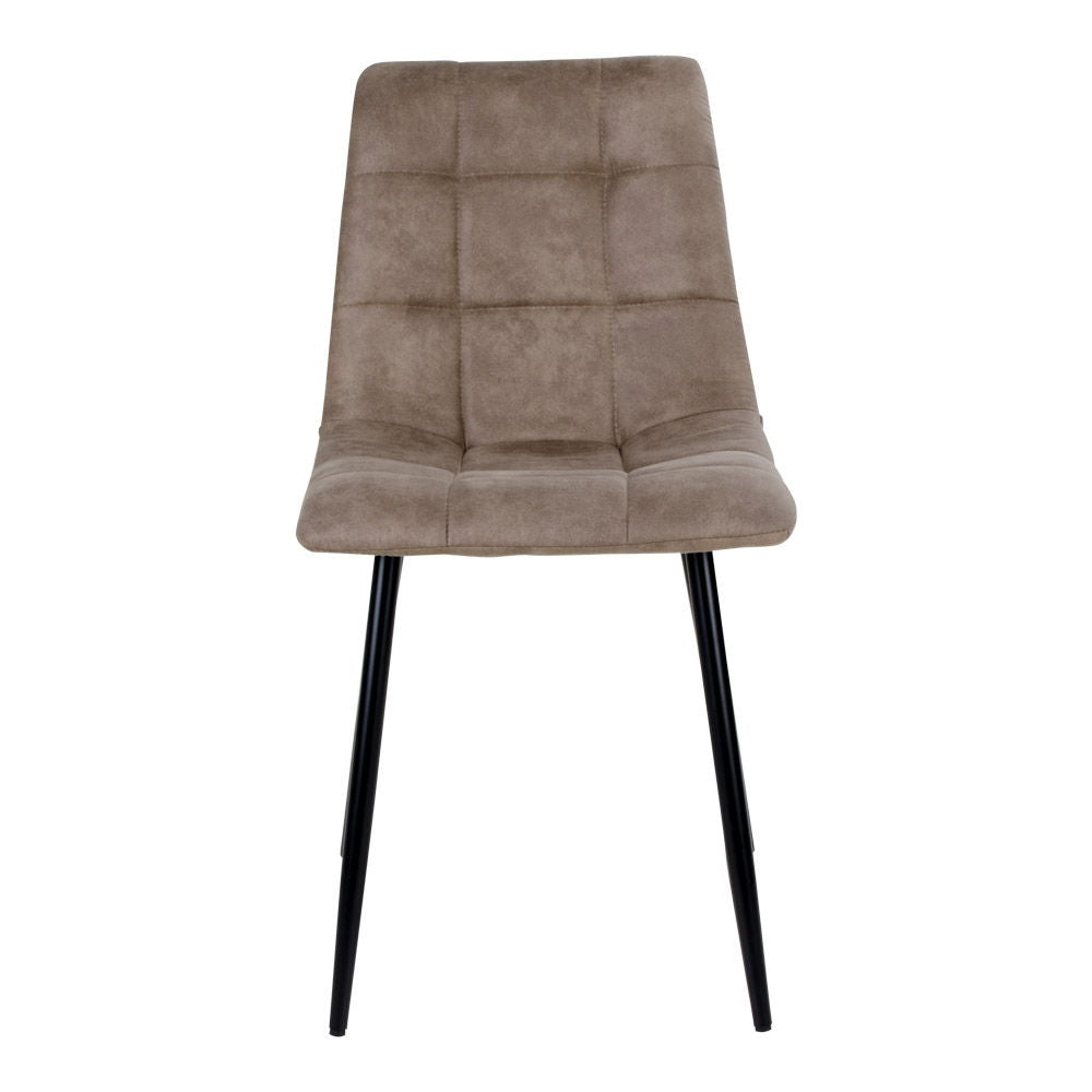 Middelfart Dining Chair - Chair in light brown microfiber with black legs (set of 2)